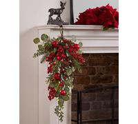 Dibor Berries & Baubles Pre-Lit Christmas Decoration Swag in Grey Dibor Grey