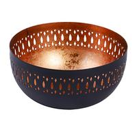 Dibor Black and Copper Decorative Laser Cut Bowl | Hand Hammered, Cast Iron, Recycled Metal, Cut Out, Copper Finish