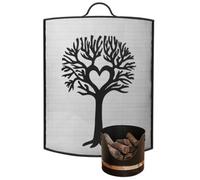 Dibor Black And Nickel Coal, Log, Kindling Bucket With Tree Fireguard