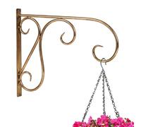 Dibor Brass Finish Hanging Basket Bracket Vintage Style Ornate Scrolled Wall Mounted Plant Hooks & Hangers Wall Fence Doorstep Porch Lantern Topiary Hanging Basket Hooks