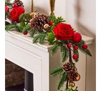 Dibor Brockham Rose Xmas Table Decoration Christmas Garland 1.8M