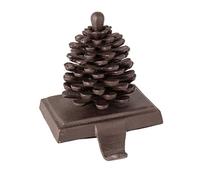 Dibor Brown Cast Iron Pine Cone Christmas Stocking Holder Mantelpiece Hanger Hook Recycled Iron Xmas Stocking Hanger - 1.5kg
