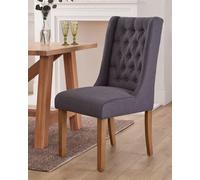 Dibor Cannes Button Back Kitchen Furniture Dining Room Chair - Charcoal in Brown Dibor Brown