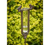 Dibor Cast Iron Bird Standing Rain Gauge Garden Ornament in Brown Dibor Brown