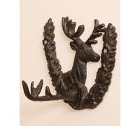 Dibor Cast Iron Deer Stag Head Wall Hook In Antique Brown