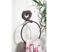 Dibor Cast Iron Towel Ring Love Heart Ornate Towel Rail in Brown Dibor Brown