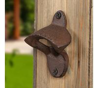 Dibor Cast Iron Wall Mounted Bottle Opener - Size: 8 x 7 x 3cm - Brown - Wilko