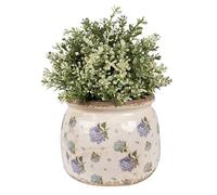 Dibor Ceramic Plant Pots Vintage Style Indoor Flower Pots Distressed Effect Hydrangea Print Cachepot Houseplant Cachepot Planter Windowsill Table Centrepiece Decoration (Medium)