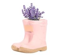 Dibor Ceramic Wellington Boot Plant Pot with Engraved Plaque (Pink) | Personalised Plaque, Laser Engraved, Drainage Hole, Removable Stopper, Wellington Boot, Welly Boot, Planter, Flower Pot