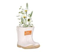 Dibor Ceramic Wellington Boot Planter with Happy Anniversary Plaque (White)