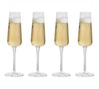 Dibor Champagne Flutes Set of 4 Ribbed Champagne Prosecco Glasses 260ml | Dishwasher Safe, Glassware Set, Vintage Style, Alfresco Dining, Tableware, Drinkware, Embossed, Bevelled