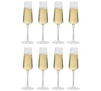 Dibor Champagne Flutes Set of 8 Ribbed Champagne Prosecco Glasses 260ml | Dishwasher Safe, Glassware Set, Vintage Style, Alfresco Dining, Tableware, Drinkware, Embossed, Bevelled