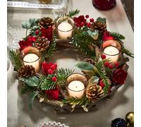 Dibor Christmas Roses 4 Table Centrepiece Christmas Decoration Candle Holder Tealight Holder 30Cm