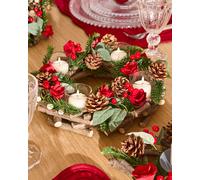 Dibor Christmas Roses 4 Table Centrepiece Christmas Decoration Candle Holder Tealight Holder 30Cm