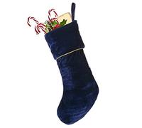 Dibor Christmas Stocking Blue Velvet Gold Braided Traditional Gift Present Stocking - H36cm