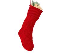 Dibor Christmas Stocking Cable Knit Traditional Stocking 19" (Red)