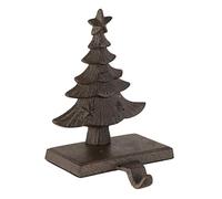 Dibor Christmas Stocking Holder Cast Iron Metal Hook - 1kg (Brown Tree) | Cast Iron, Recycled Metal, Passed Base, Weighted, Mantelpiece, Windowsill, Stocking Hanger