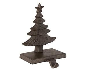 Dibor Christmas Stocking Holder Cast Iron Metal Hook - 1kg (Brown Tree) | Cast Iron, Recycled Metal, Passed Base, Weighted, Mantelpiece, Windowsill, Stocking Hanger