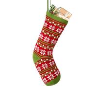 Dibor Christmas Stocking Patterned Red, Green & White Christmas Stockings with Hanging Loops 16" Mantelpiece Decoration Festive Gift Sack Stockings (Snowflake)