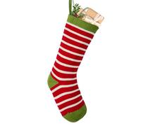 Dibor Christmas Stocking Patterned Red, Green & White Christmas Stockings with Hanging Loops 16" Mantelpiece Decoration Festive Gift Sack Stockings (Candy Stripe)