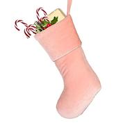 Dibor Christmas Stocking Pink Velvet Silver Braided Traditional Gift Present Stocking - H36cm