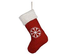 Dibor Christmas Stocking Red Knit Snowflake Embroidered Xmas Stocking 18"