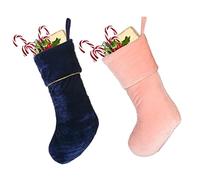 Dibor Christmas Stocking Set of 2 Braided Stockings 18" (Blue & Pink)