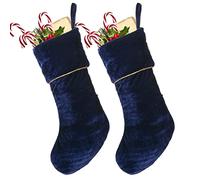 Dibor Christmas Stocking Set of 2 Gold Braided Stockings 18" (Blue)