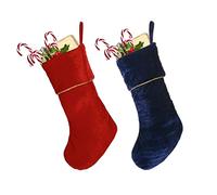 Dibor Christmas Stocking Set of 2 Gold Braided Stockings 18" (Red & Blue)