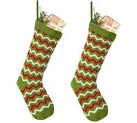 Dibor Christmas Stocking Set of 2 Patterned Stockings 16" (Zig-Zag)