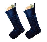 Dibor Christmas Stocking Set of 2 Velvet Quilted Xmas Stocking 20” (Blue)