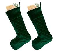 Dibor Christmas Stocking Set of 2 Velvet Quilted Xmas Stocking 20” (Green)