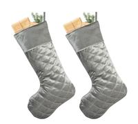 Dibor Christmas Stocking Set of 2 Velvet Quilted Xmas Stocking 20” (Grey)