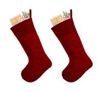 Dibor Christmas Stocking Set of 2 Velvet Quilted Xmas Stocking 20” (Red) | Xmas Stockings, Festive Decor, Gift Sack, Hanging Loop, Stitched Finish