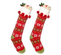 Dibor Christmas Stocking Set of 2 with Red Fair Isle Print 24"