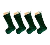 Dibor Christmas Stocking Set of 4 Velvet Quilted Xmas Stocking 20” (Green)