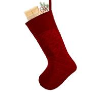 Dibor Christmas Stocking Velvet Quilted Xmas Stocking 20” (Red)