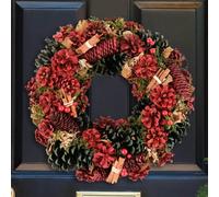 Dibor Cinnamon Pine Festive Xmas Front Door Wreath Christmas Wreath 36cm in Red Dibor Red
