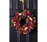 Dibor Cinnamon Pine Festive Xmas Front Door Wreath Christmas Wreath 36cm in Red Dibor Red