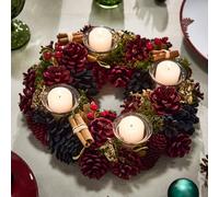 Dibor Cinnamon Pine Round Table Centrepiece Christmas Decoration Candle Holder Tealight Holder 30Cm