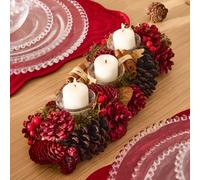 Dibor Cinnamon Pine Trio Tealight Xmas Decoration Centrepiece Christmas Décor Candle Holder