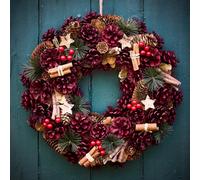 Dibor Cinnamon Stars Xmas Decor Front Door Wreath Christmas Wreath 38cm in Red Dibor Red