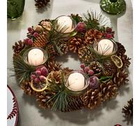 Dibor Citrus Spice Round Table Centrepiece Christmas Decoration Candle Holders Tealight Holder 30cm in Brown Dibor Brown
