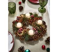 Dibor Citrus Spice Round Table Centrepiece Christmas Decoration Candle Holders Tealight Holder 30cm in Brown Dibor Brown
