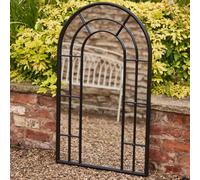 Dibor Classic Black Tall Rounded Window Mirror Full-Length Outdoor Garden Arch Mirror H107Cm X 65Cm
