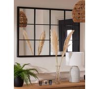 Dibor Classic Rectangular Iron Decorative Wall Mirror Indoor Framed Window Mirror H120 x W80cm in Black | Size: Large Dibor Black Large