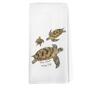 Dibor Coastal Beach Sea Turtle Kitchen Towels Dishcloth, Sea Turtle Decor Dish Towels, Motivational Gifts, Slow Down Enjoy Life Decorative Hand Tea Towel for Bathroom Kitchen, 16x24 Inch