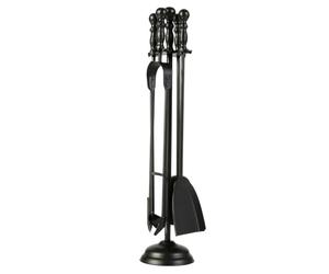 Dibor Companion Set Cast Iron Fireside Tools Matte Black Brush Shovel Poker Tongs (DB16)