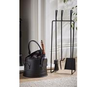 Dibor Contemporary 3 Tools Fireside Companion Set with Log Bucket in Black Dibor Black