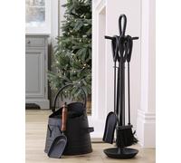 Dibor Contemporary Black Fireside 4pc Freestanding Companion Set with Coal Bucket & Shovel Dibor Black